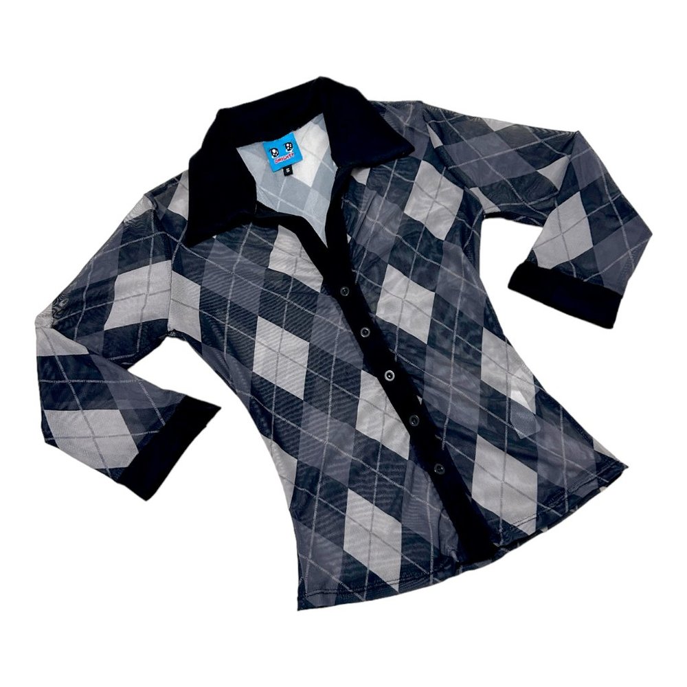 Omighty Argyle Mesh Button Up - image 2